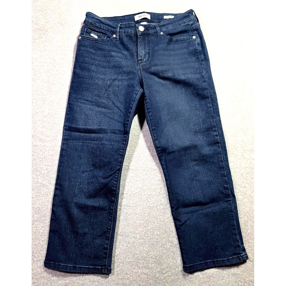Nine West Chrystie Capri Jeans Women's 4 Blue Wide Leg Cropped Denim Stretch